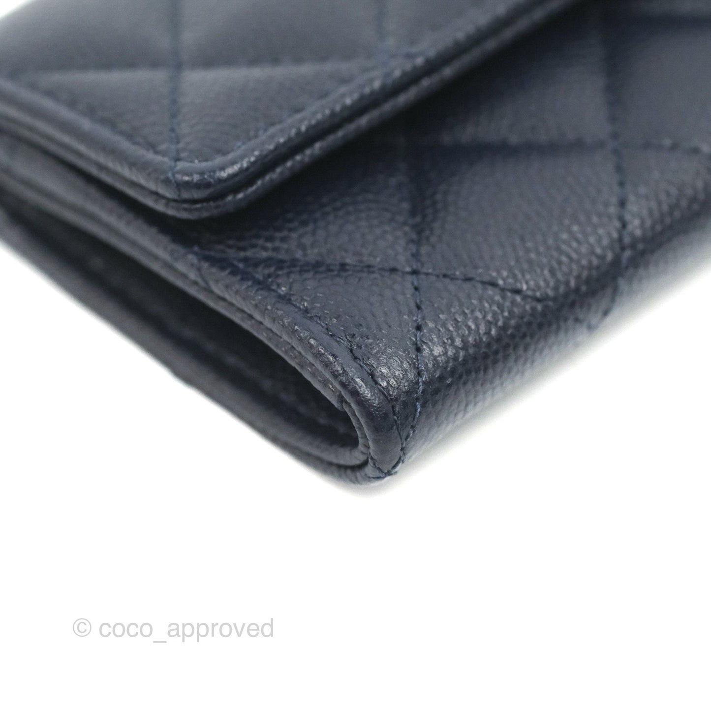 Chanel Quilted Flap Card Holder Navy Caviar