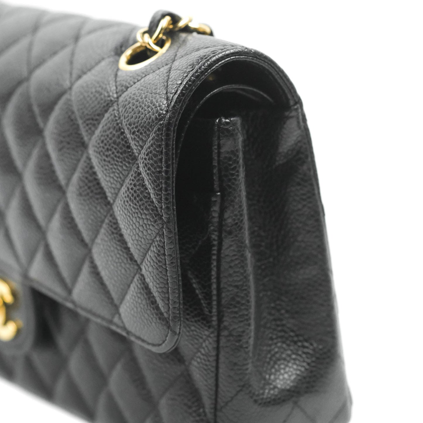 Chanel Classic Medium M/L Flap Black Caviar 24K Gold Hardware