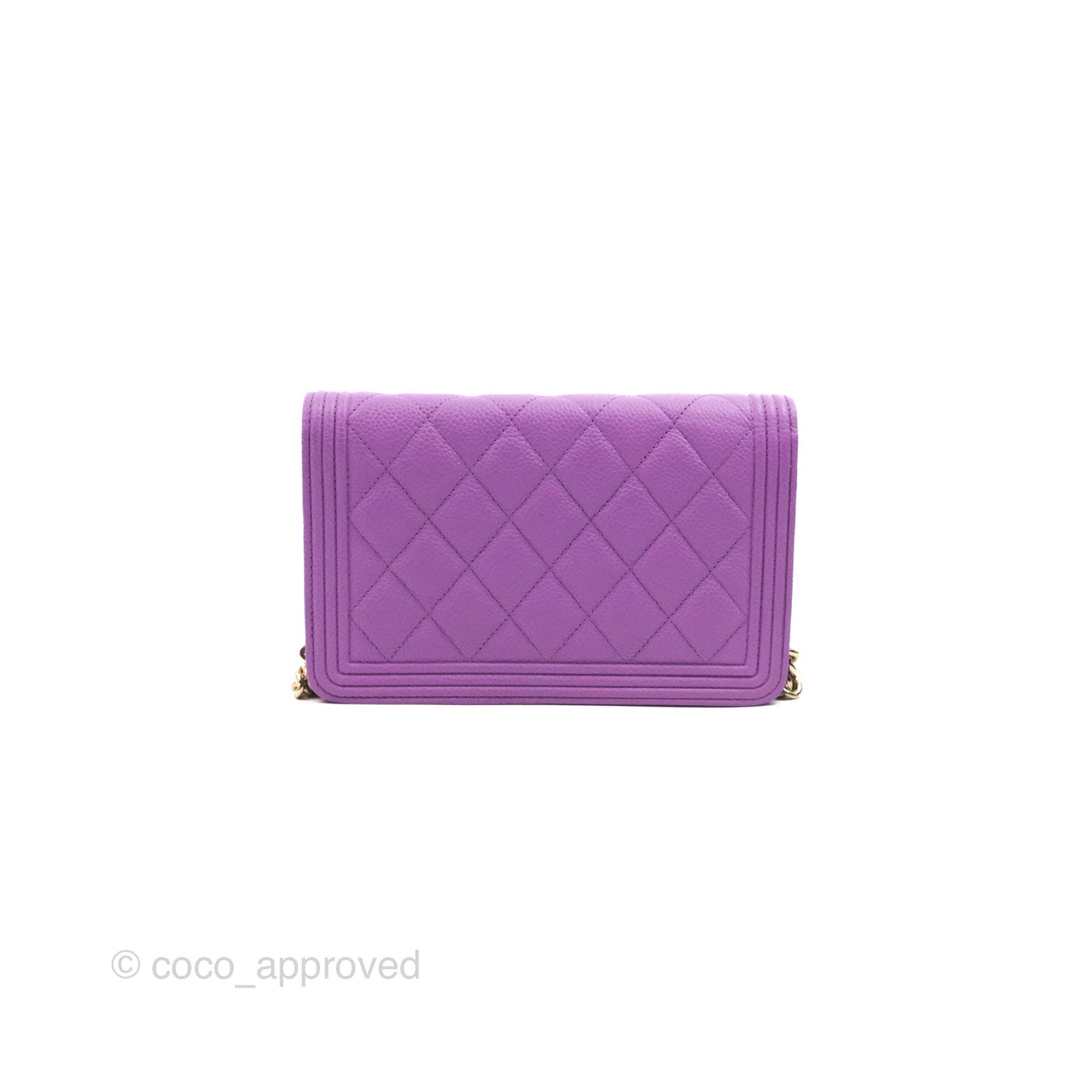 Chanel Quilted Boy Wallet on Chain WOC Purple Caviar Gold Hardware