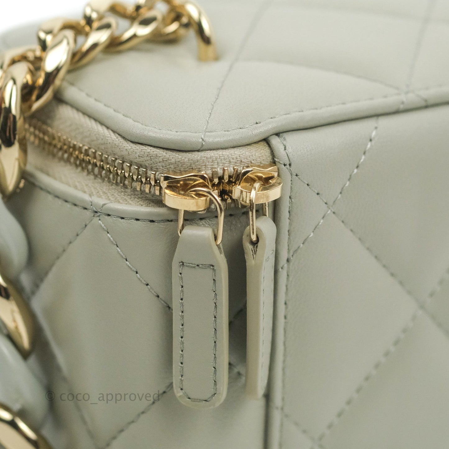 Chanel Resin Elegant Chain Vanity Case Grey Lambskin Gold Hardware