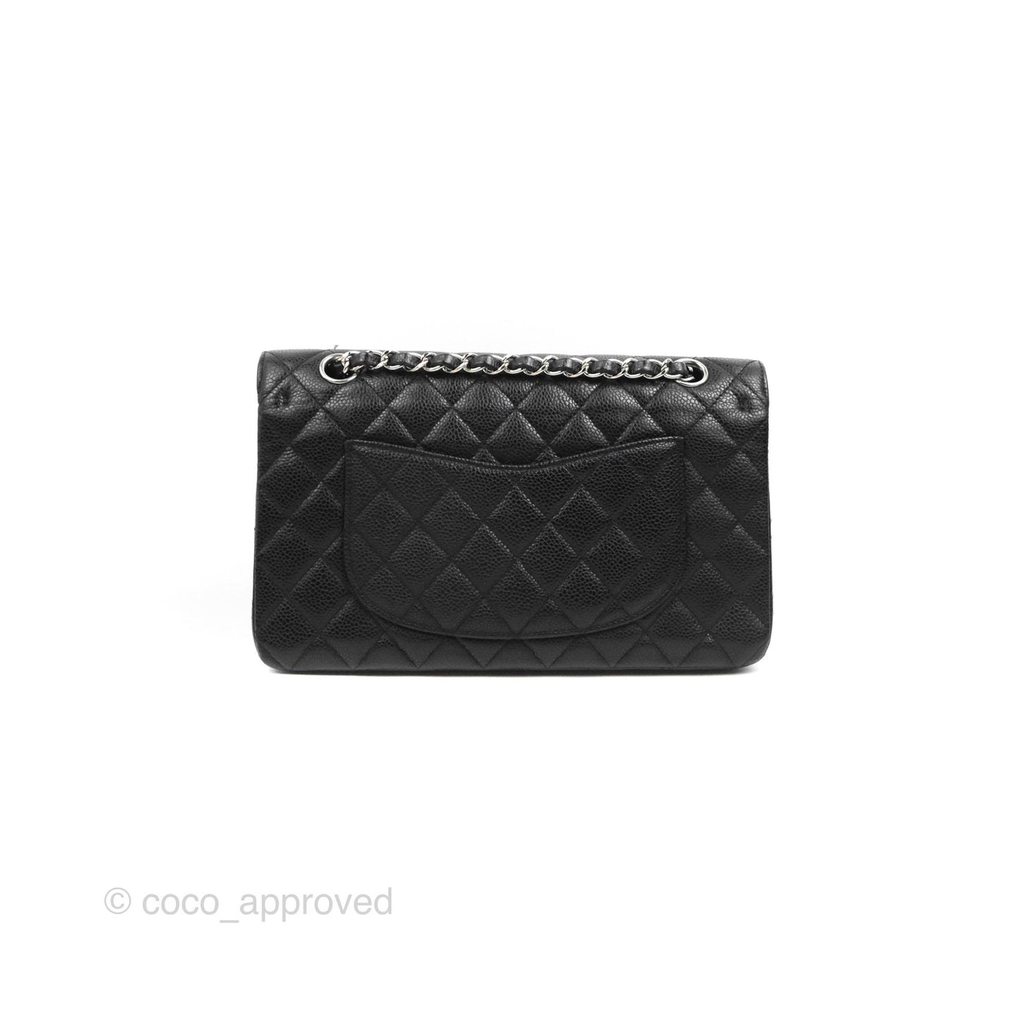 Chanel Classic M/L Medium Flap Quilted Black Caviar Silver Hardware
