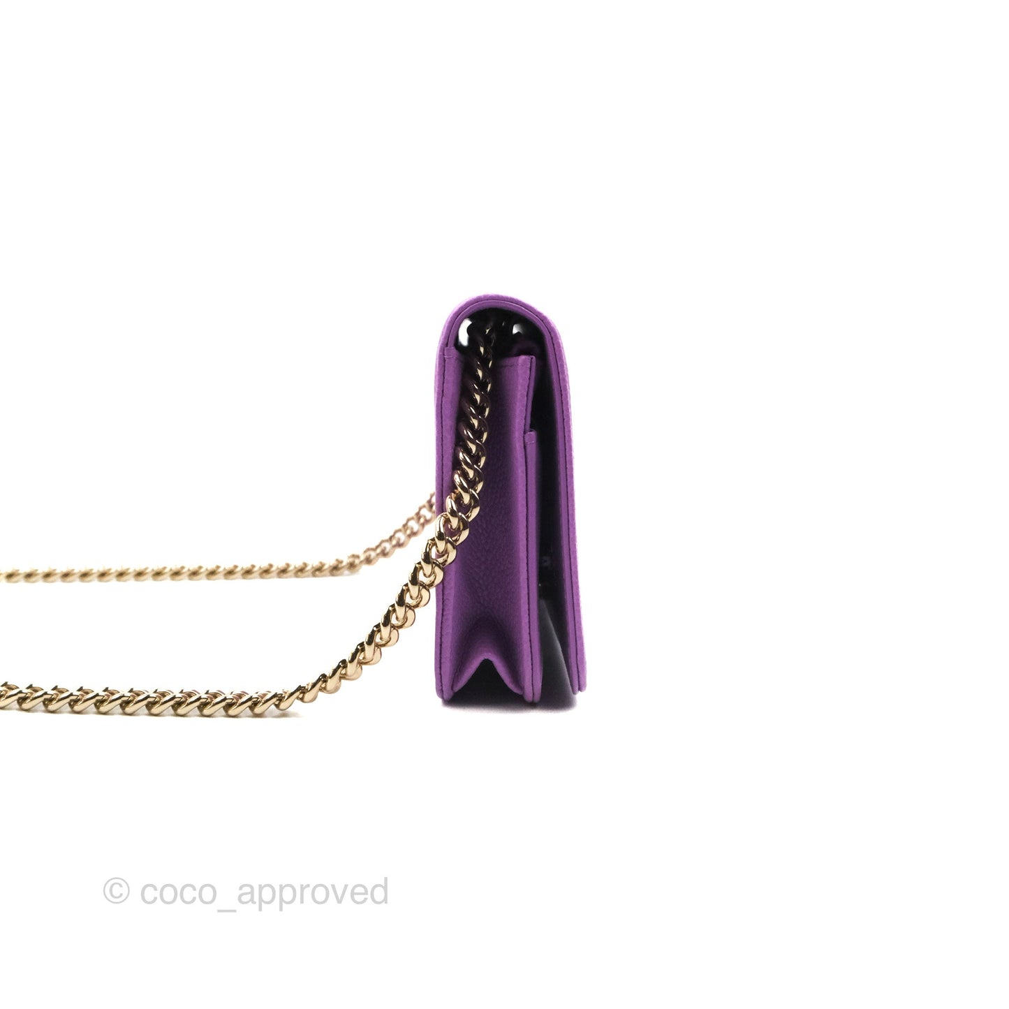 Chanel Quilted Boy Wallet on Chain WOC Purple Caviar Gold Hardware