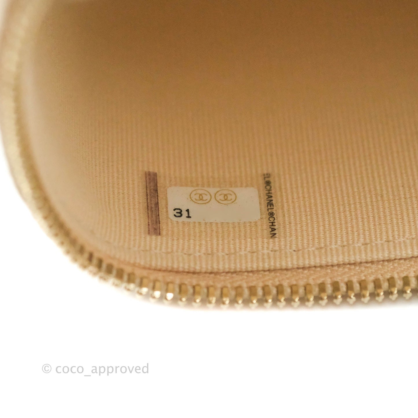 Chanel Classic Mini Vanity With CC Chain Light Beige Caviar Gold Hardware
