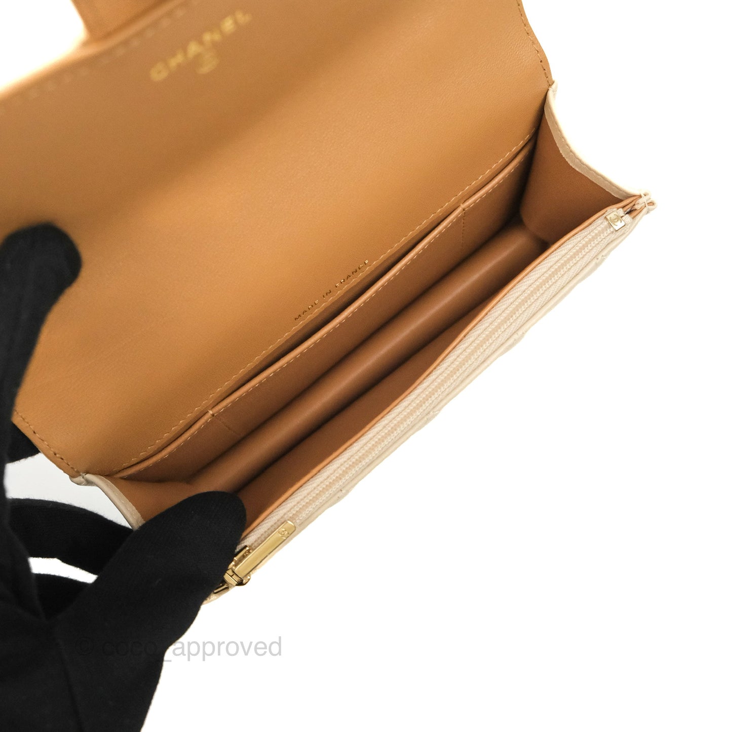 Chanel Top Handle Mini WOC Ecru/Beige Lambskin Gold Hardware 23P