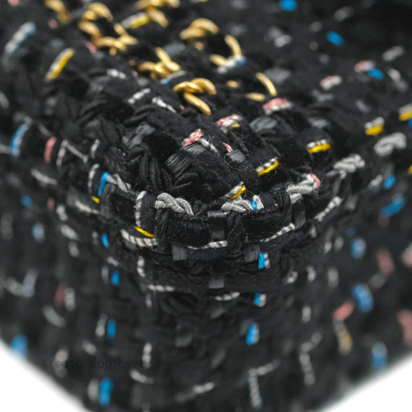 Chanel Medium Single Flap Black Tweed Chain Braid Aged Gold Hardware