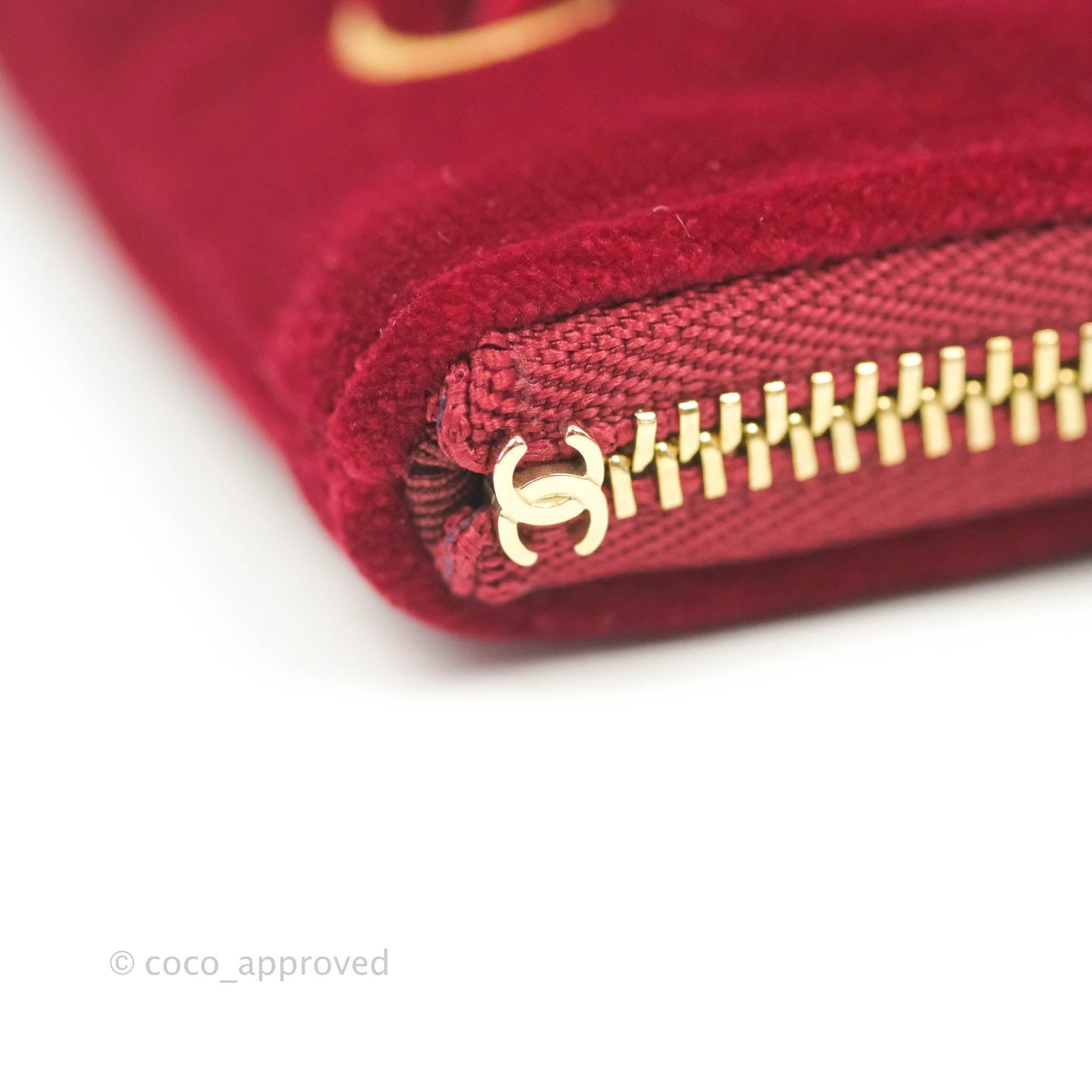 Chanel Red Velvet Pouch Gold Hardware