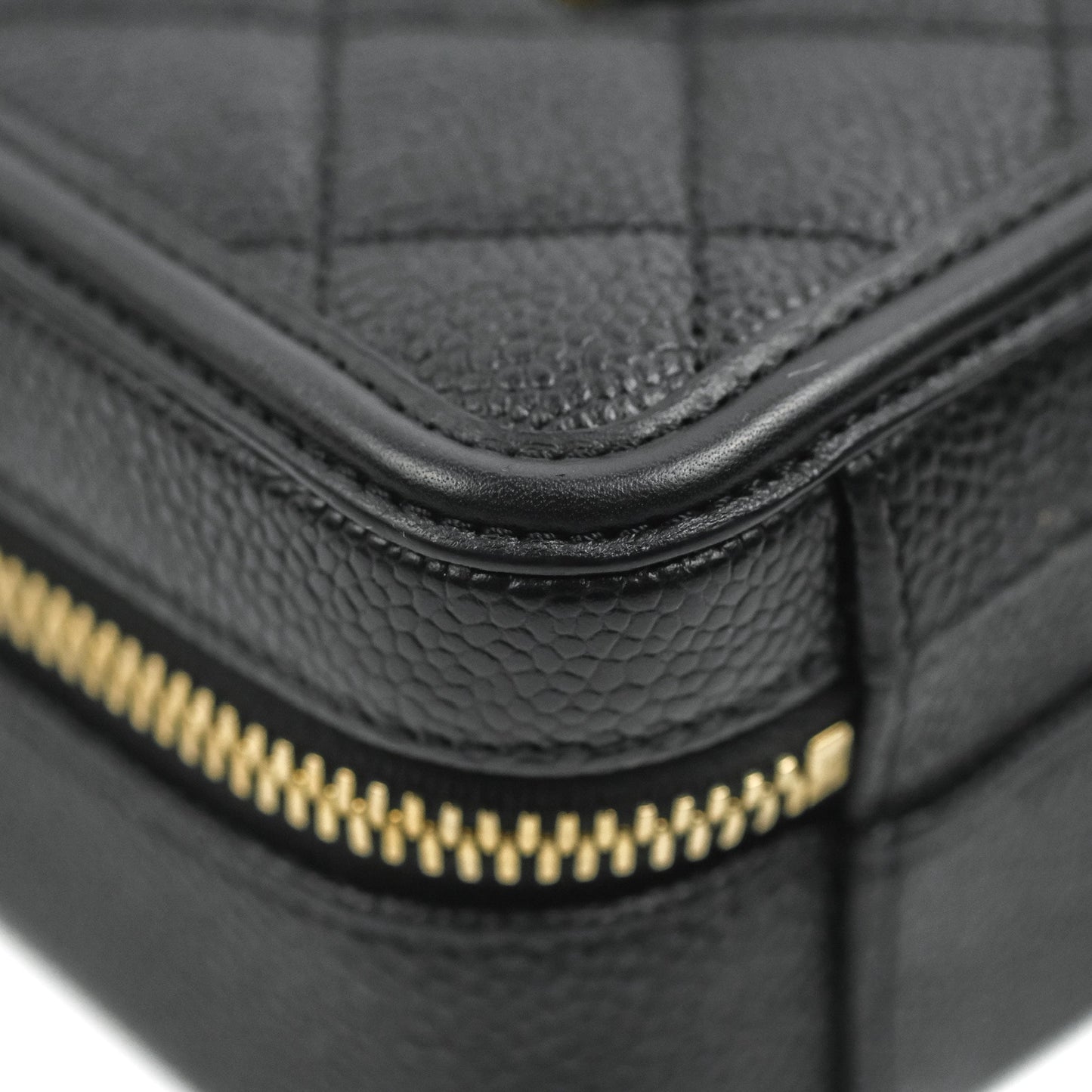 Chanel Quilted Small CC Filigree Vanity Case Black Caviar