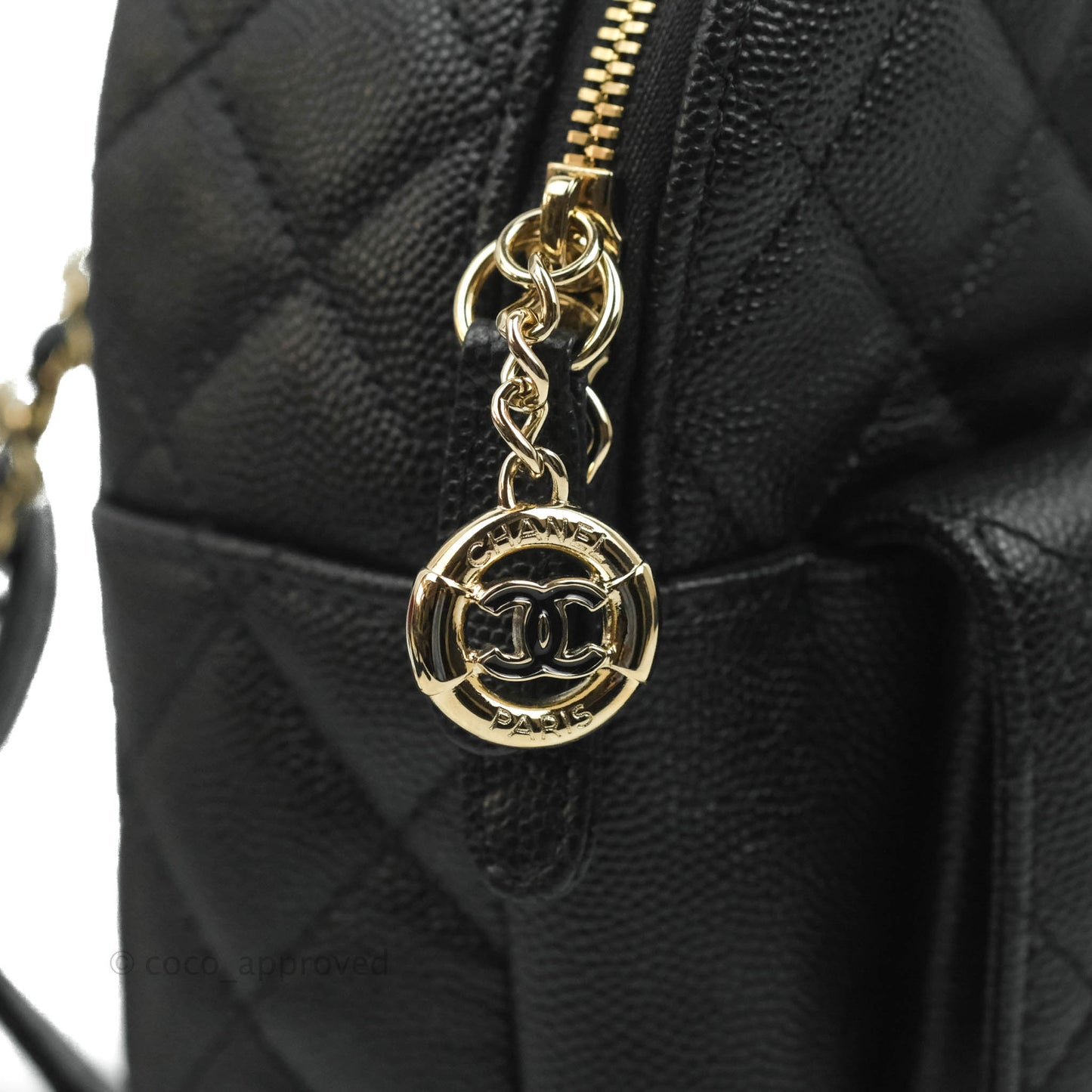 Chanel Quilted Small CC Day Backpack Black Caviar Gold Hardware