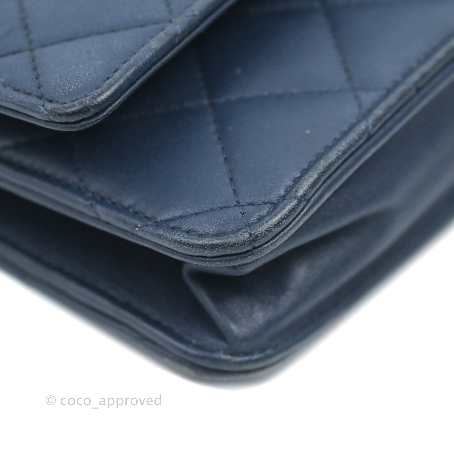 Chanel Quilted Classic Wallet on Chain WOC Navy Lambskin Silver Hardware