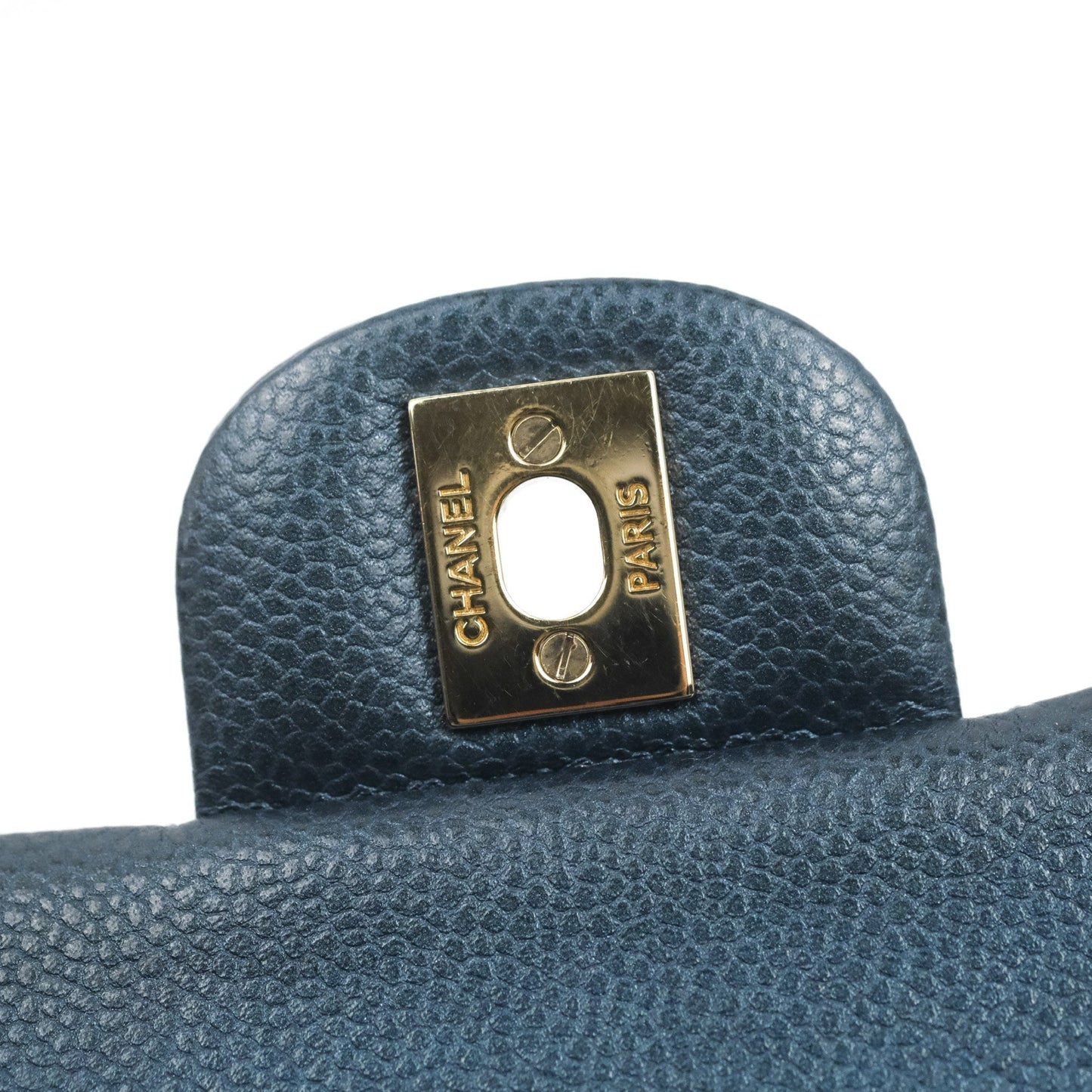 Chanel Small Classic Flap Quilted Iridescent Navy Caviar Gold Hardware 18S