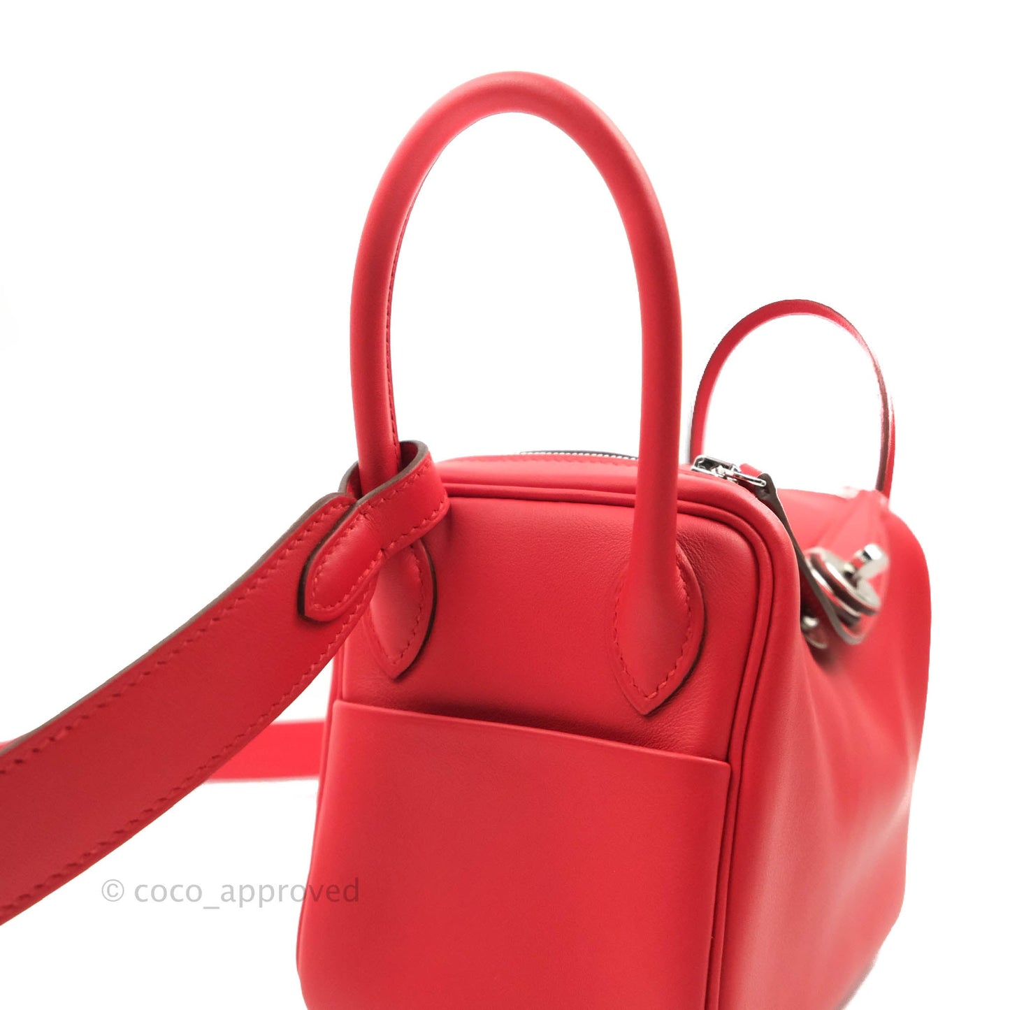Hermès Mini Lindy 20 Red Swift Palladium Hardware