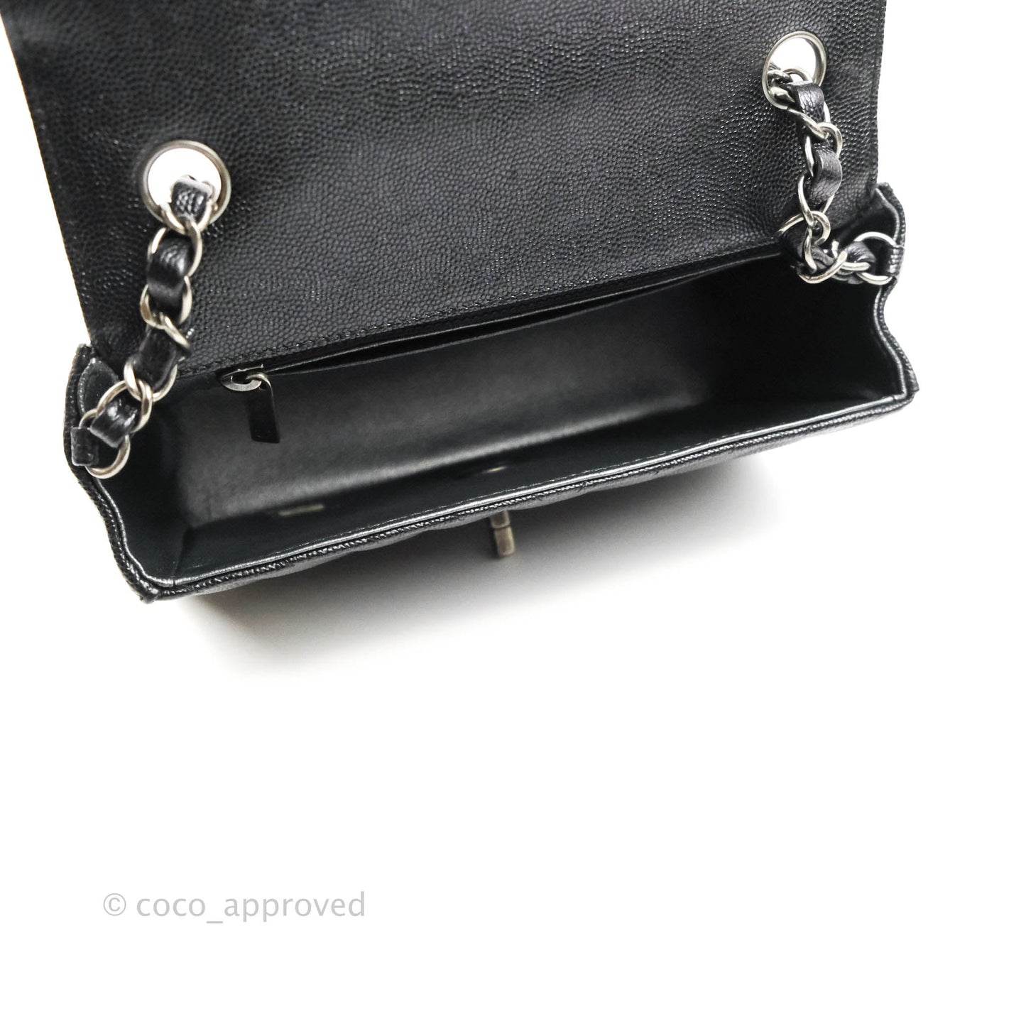 Chanel Chevron Mini Rectangular Flap Iridescent Black Caviar Ruthenium Hardware 17B