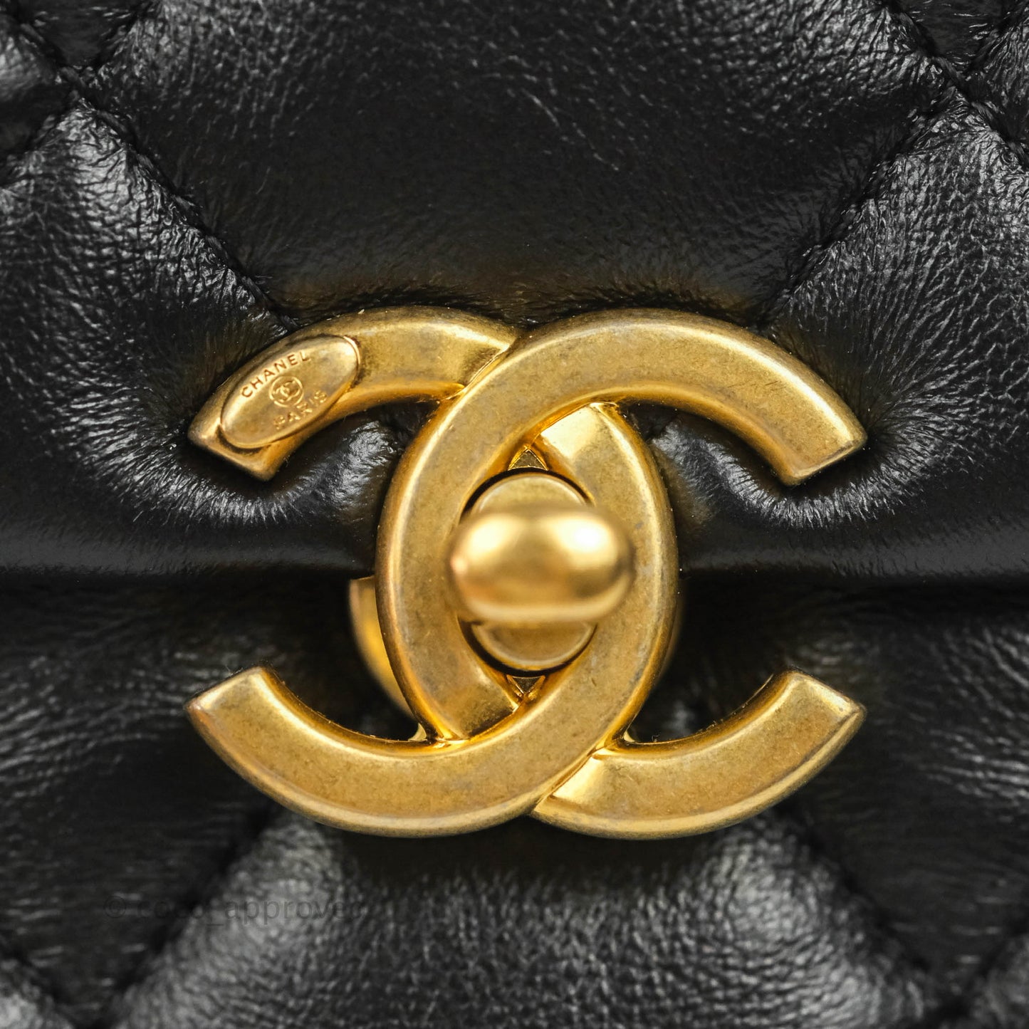 Chanel Small Flap Bag Black Lambskin Gold and Lacquered Metal 22S