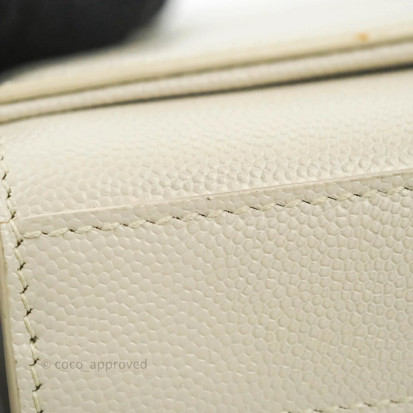 Saint Laurent Small Classic Monogram Kate Tassel Satchel White Grained Calfskin