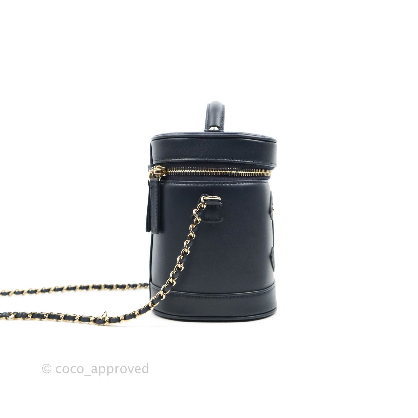 Chanel CC Mania Vanity Case Navy Lambskin Gold Hardware