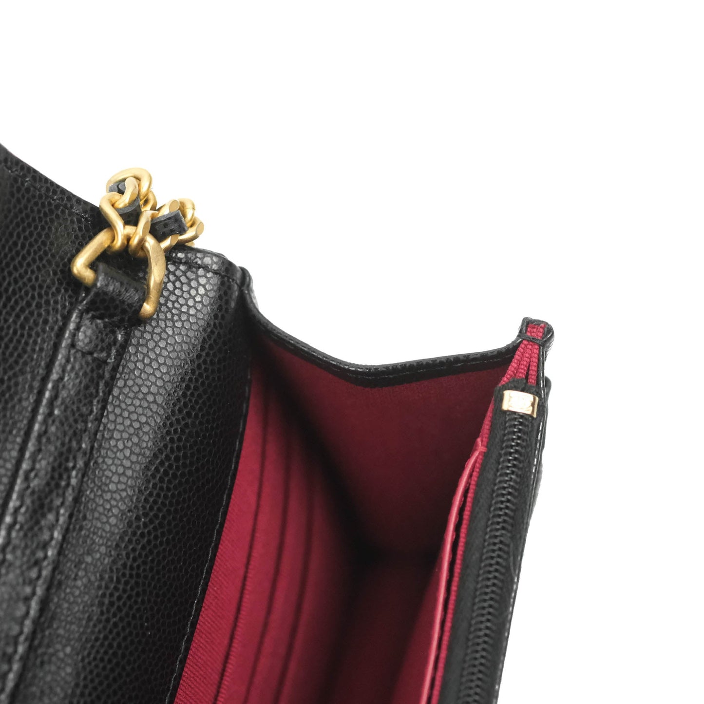 Chanel Quilted Gold CC Coin Wallet on Chain WOC Black Caviar Gold Hardware