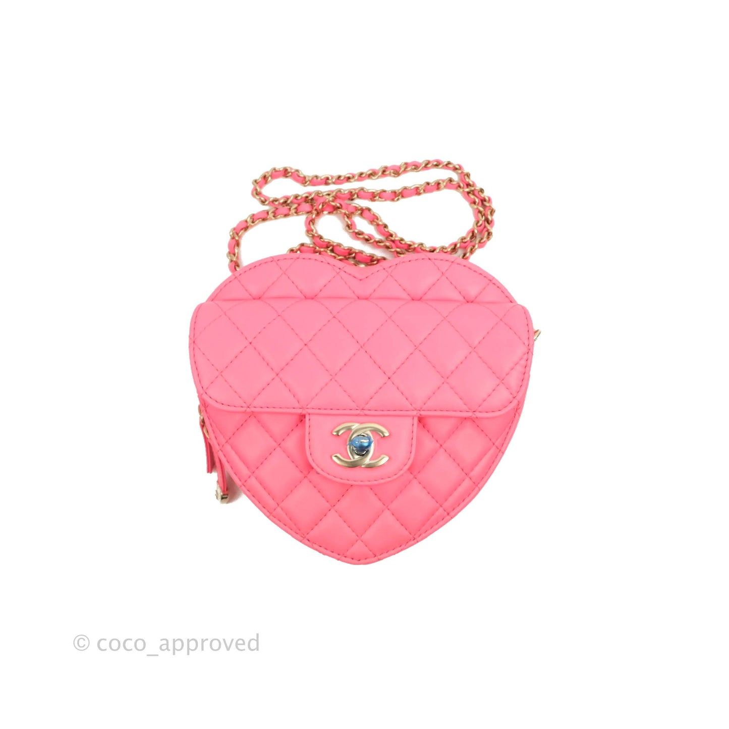 Chanel Large Heart Bag Pink Lambskin Gold Hardware 22S