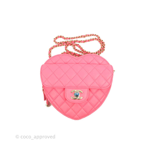 Chanel Large Heart Bag Pink Lambskin Gold Hardware 22S