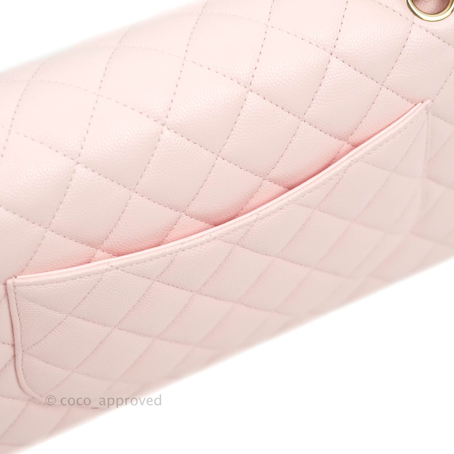 Chanel Classic M/L Medium Flap Quilted Pink Caviar Gold Hardware 22S