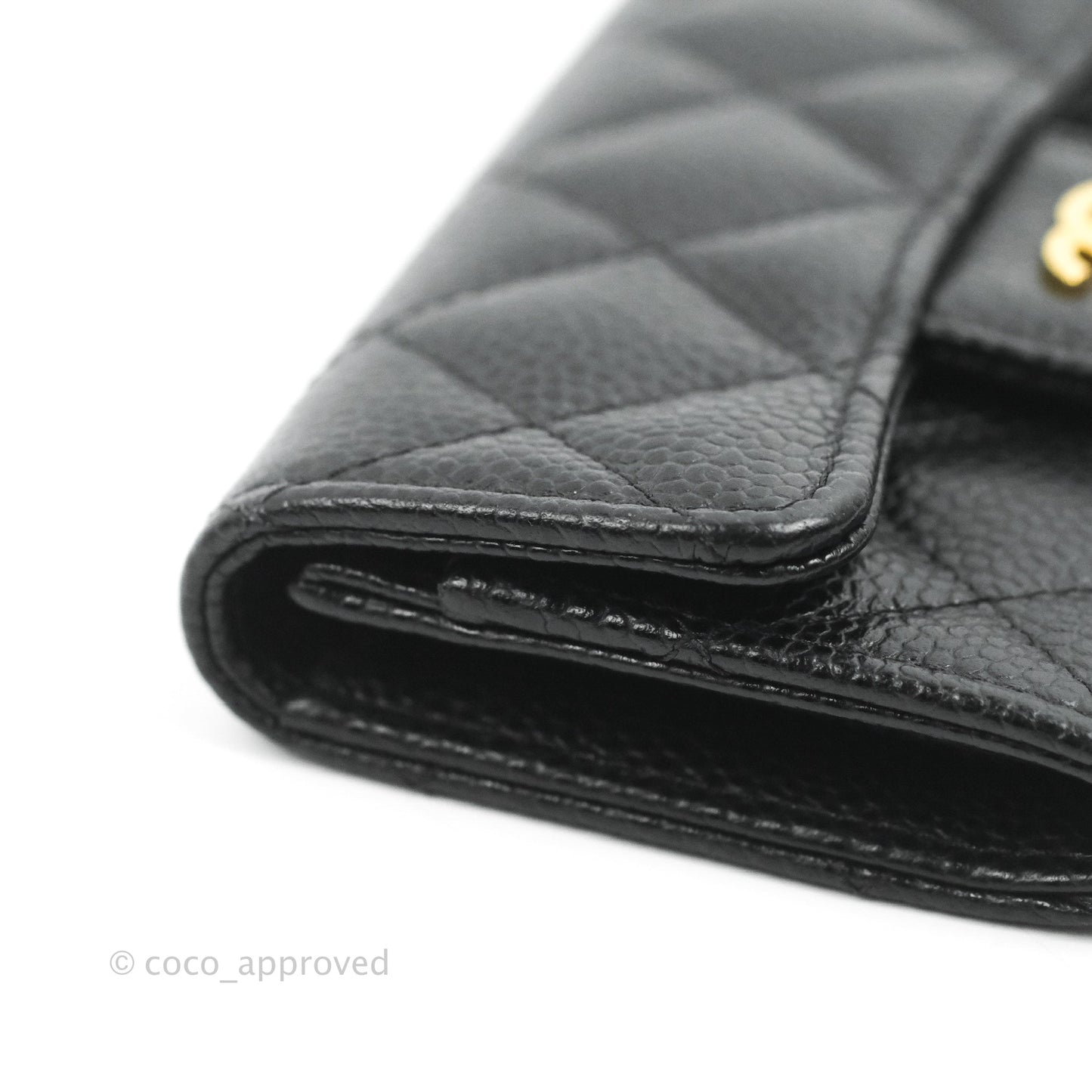 Chanel Quilted Flap Card Holder Black Caviar Gold Hardware