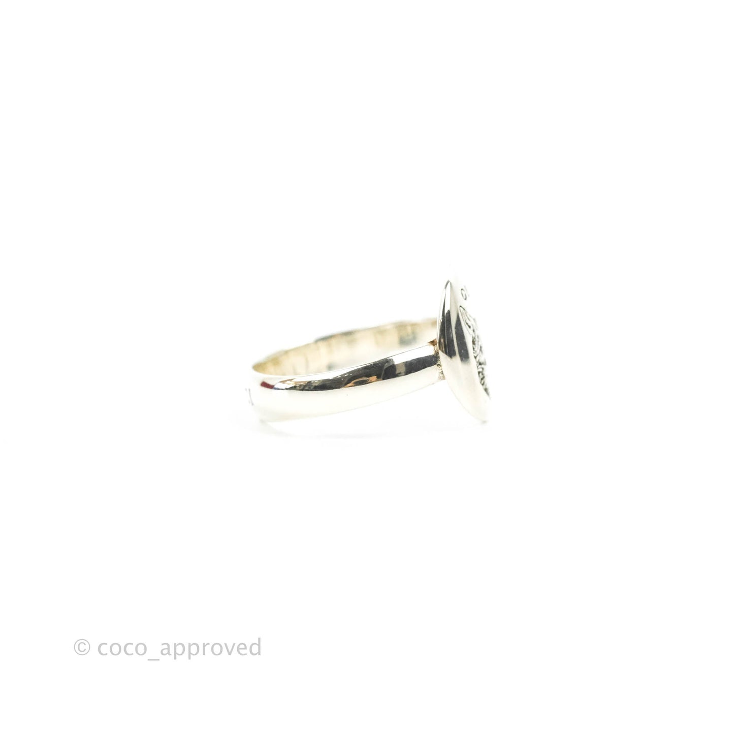 Gucci Blind For Love Mystic Cat Engraved Ring Sterling Silver Size 10