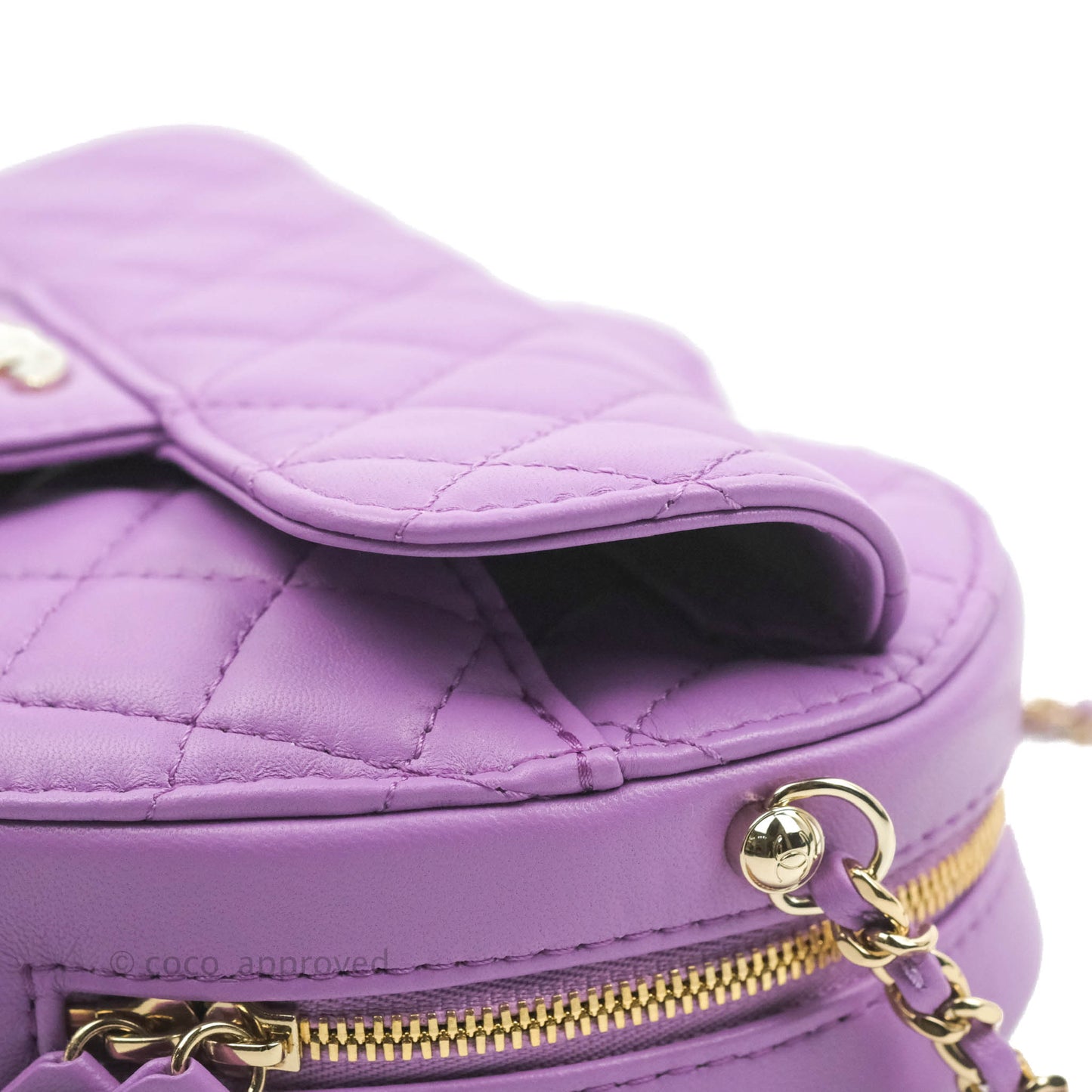 Chanel Large Heart Bag Purple Lambskin Gold Hardware 22S