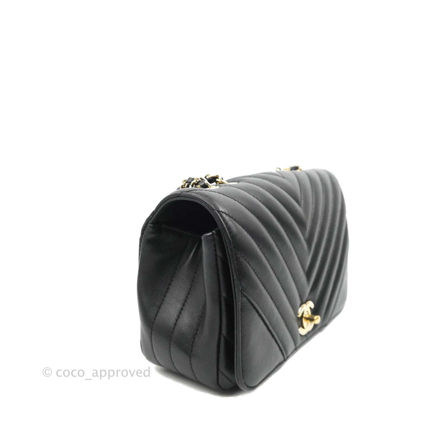 Chanel Small Statement Chevron Flap Bag Black Gold Hardware