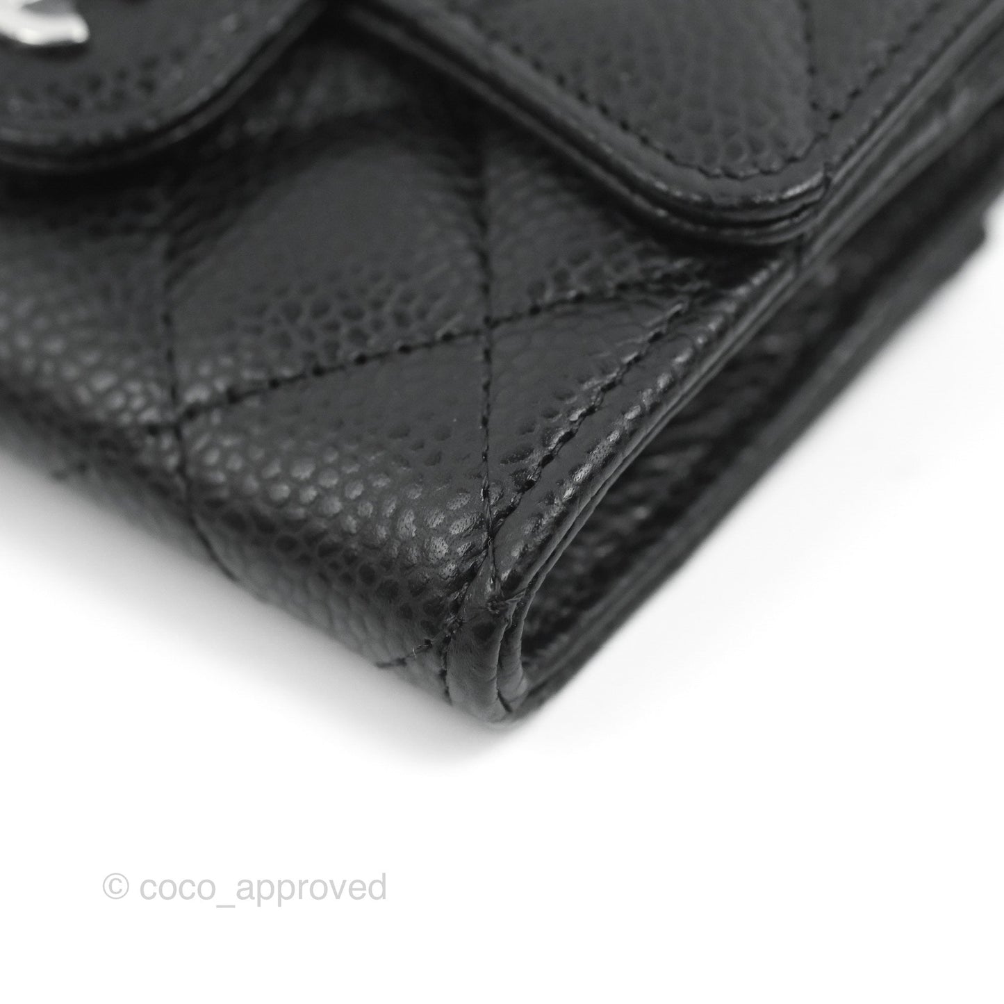 Chanel Classic Flap Card Holder Black Caviar Silver Hardware