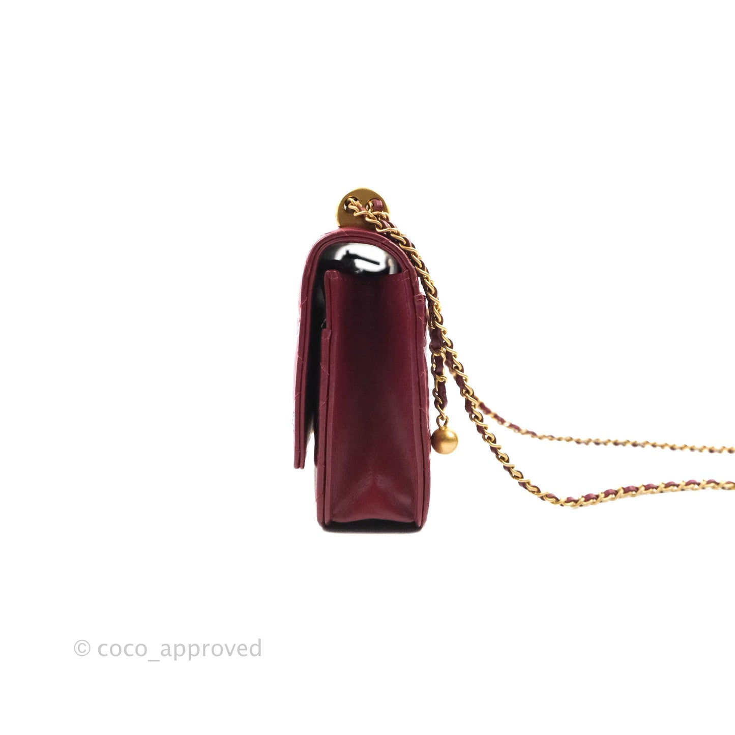 Chanel Quilted Perfect Fit Adjustable Wallet On Chain WOC Burgundy Calfskin Aged Gold Hardware