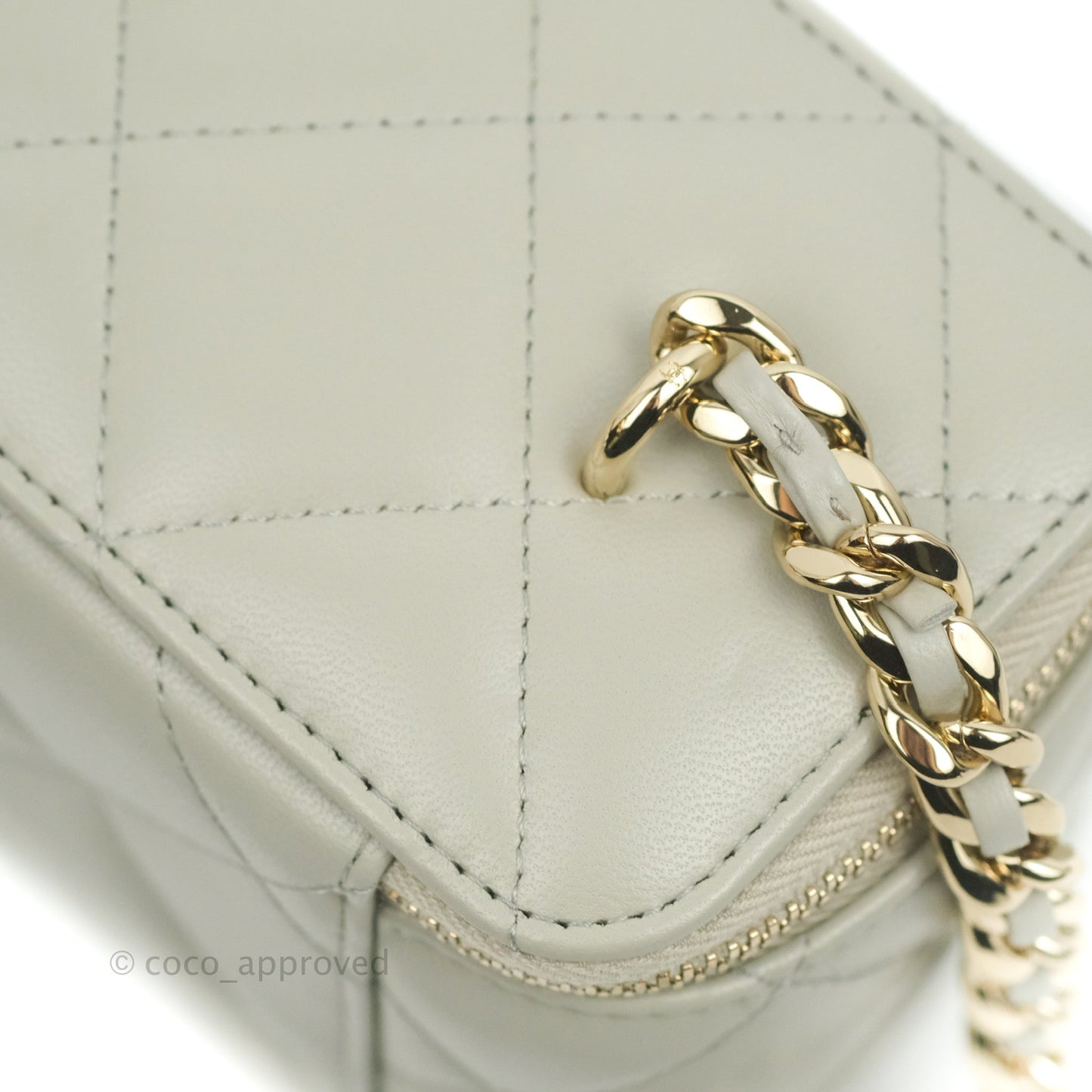 Chanel Resin Elegant Chain Vanity Case Grey Lambskin Gold Hardware