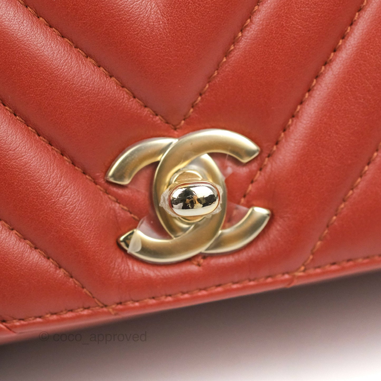 Chanel Small Statement Chevron Flap Bag Red Calfskin Gold Hardware