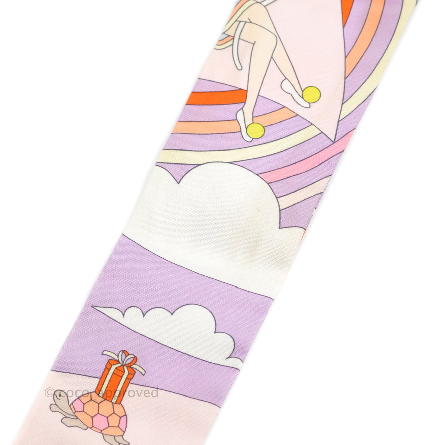 Hermes Silk Carres Volants Twilly Lilas/Rose Pâle/ Orange