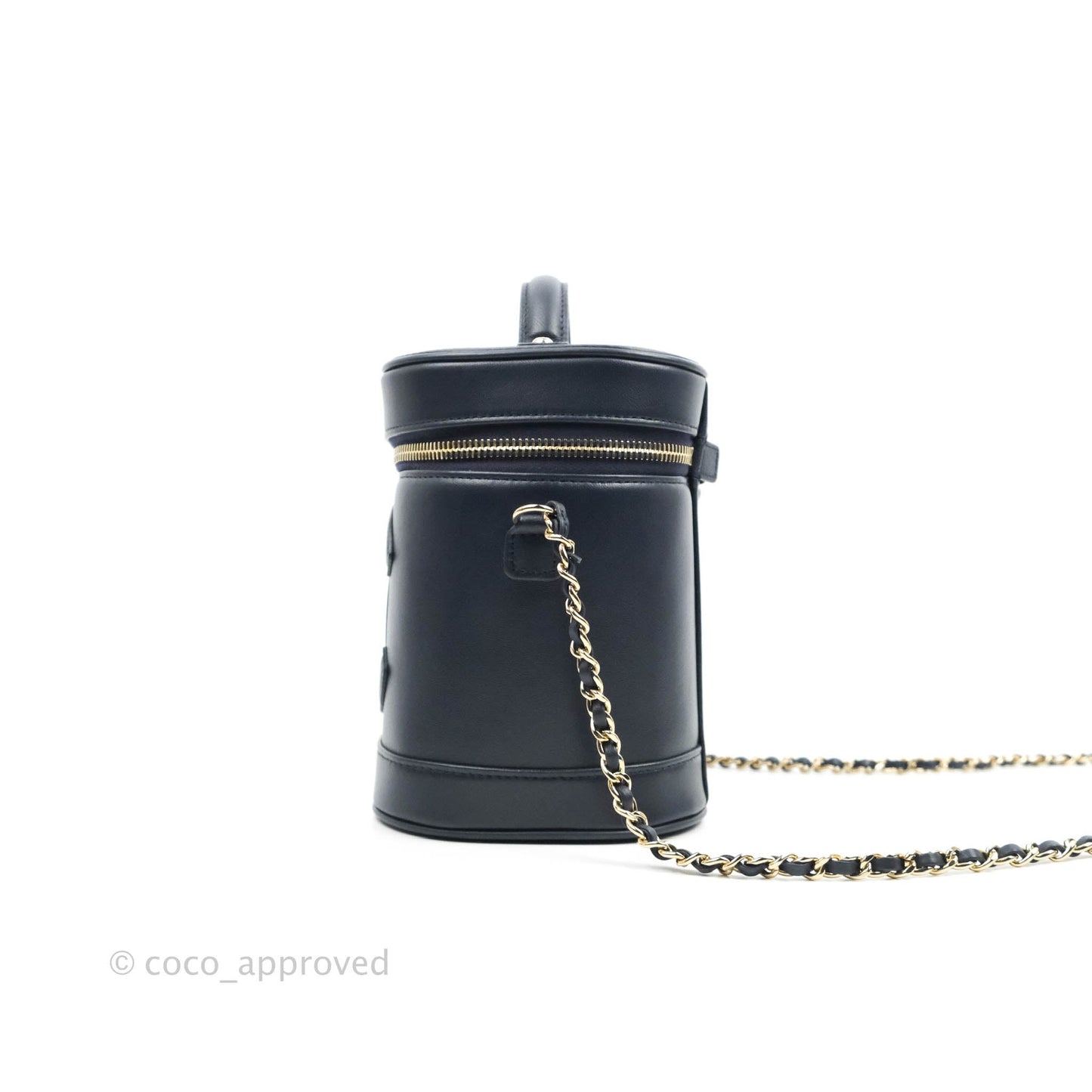 Chanel CC Mania Vanity Case Navy Lambskin Gold Hardware