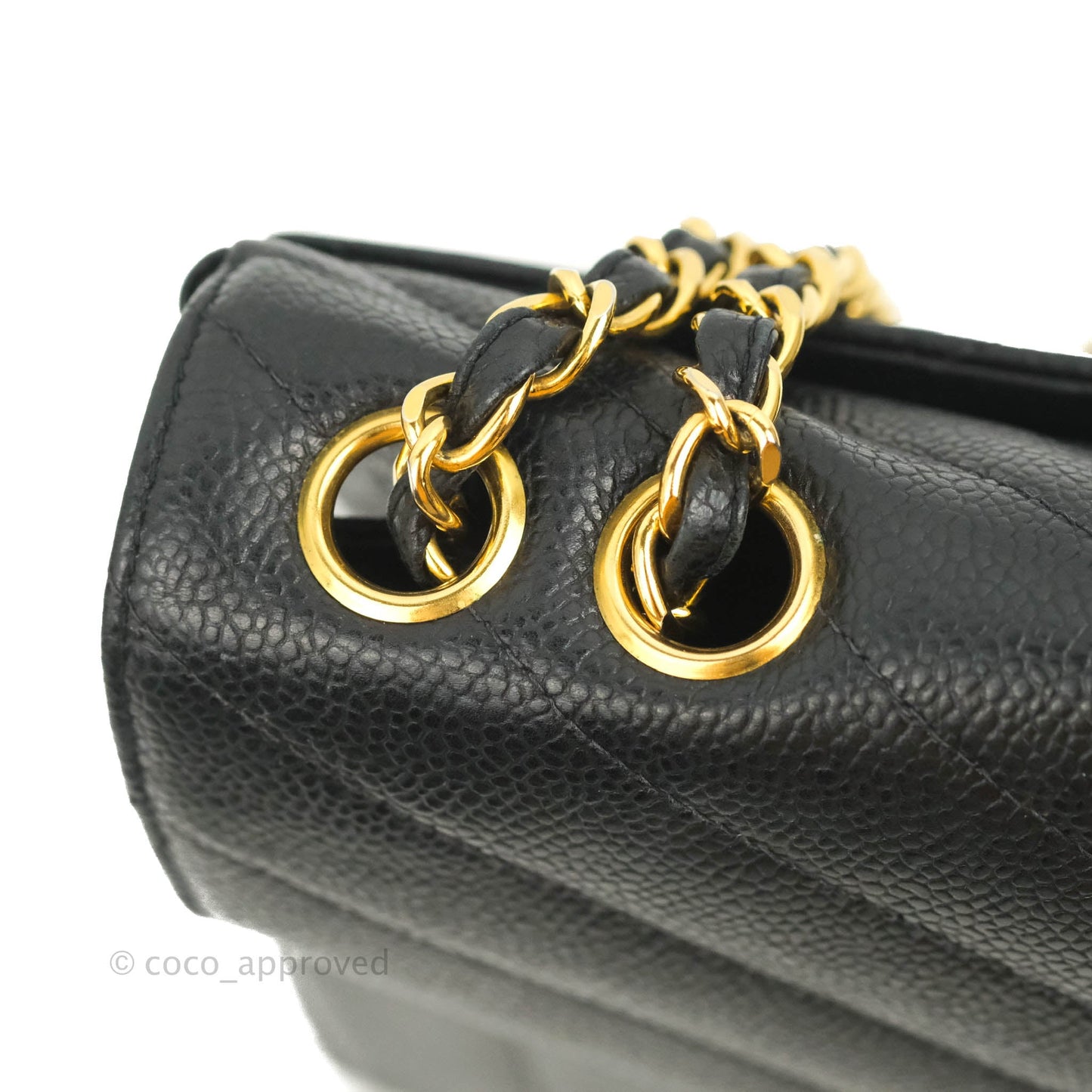 Chanel Vintage Chevron Envelope Flap Bag Black Caviar 24K Gold Hardware