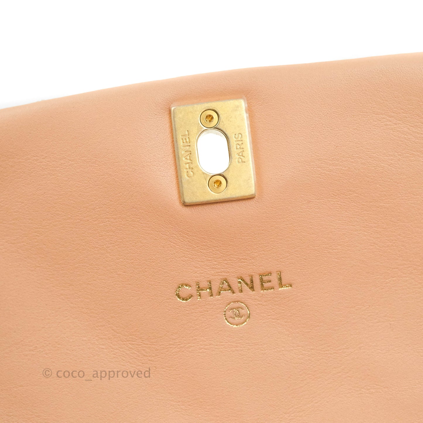 Chanel Clutch with Chain Beige Pink Calfskin Aged Gold Hardware