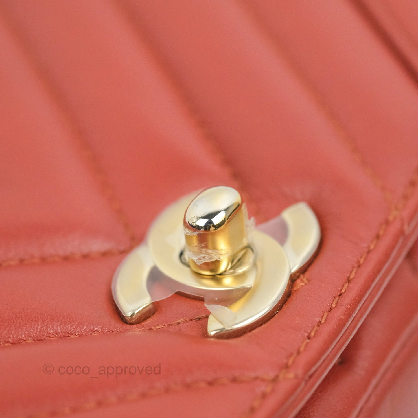 Chanel Small Statement Chevron Flap Bag Red Calfskin Gold Hardware