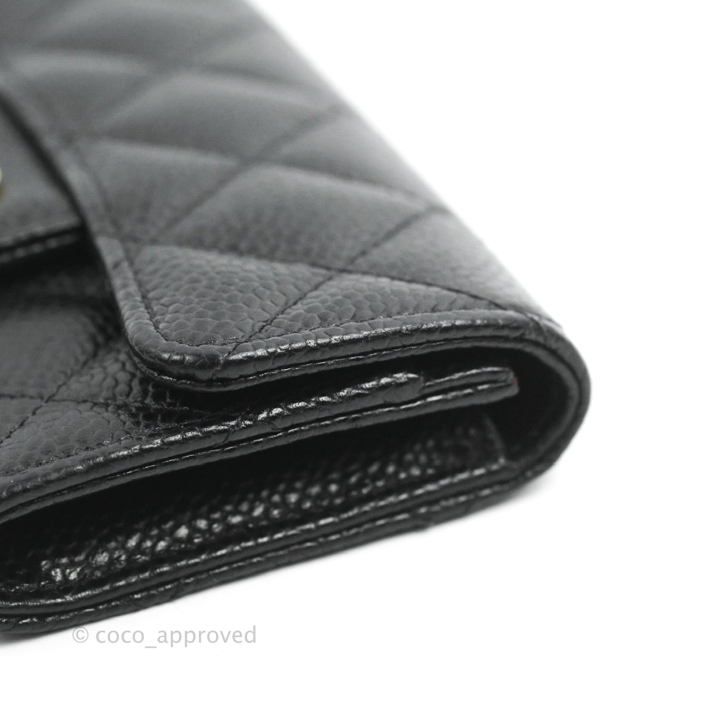 Chanel Quilted Flap Card Holder Black Caviar Gold Hardware