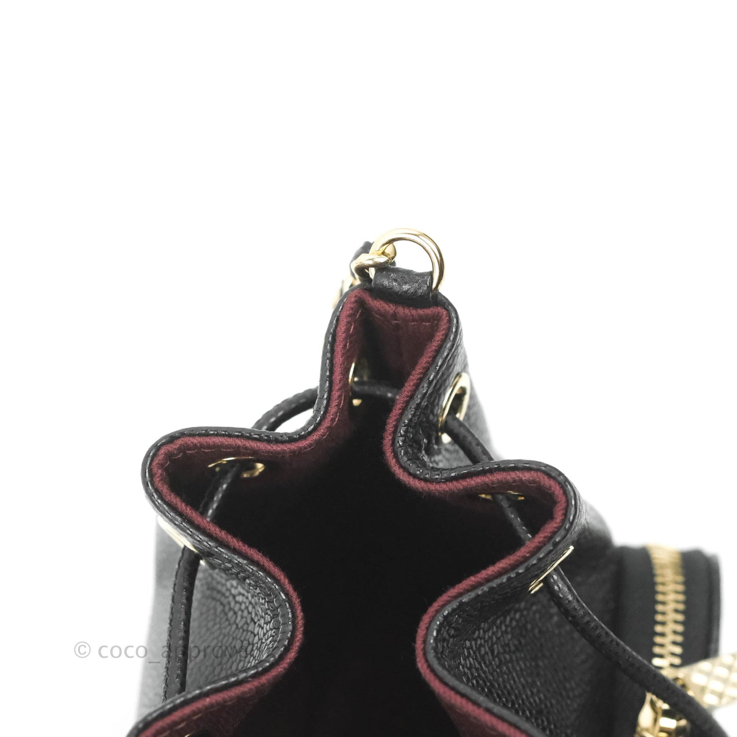 Chanel Mini Bucket with Chain Black Caviar Gold Hardware 22B