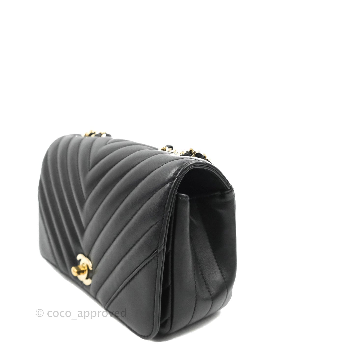 Chanel Small Statement Chevron Flap Bag Black Gold Hardware