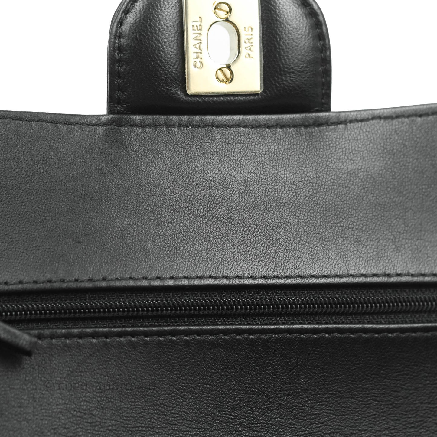 Chanel Classic Chevron S/M Small Double Flap Black Lambskin Gold Hardware
