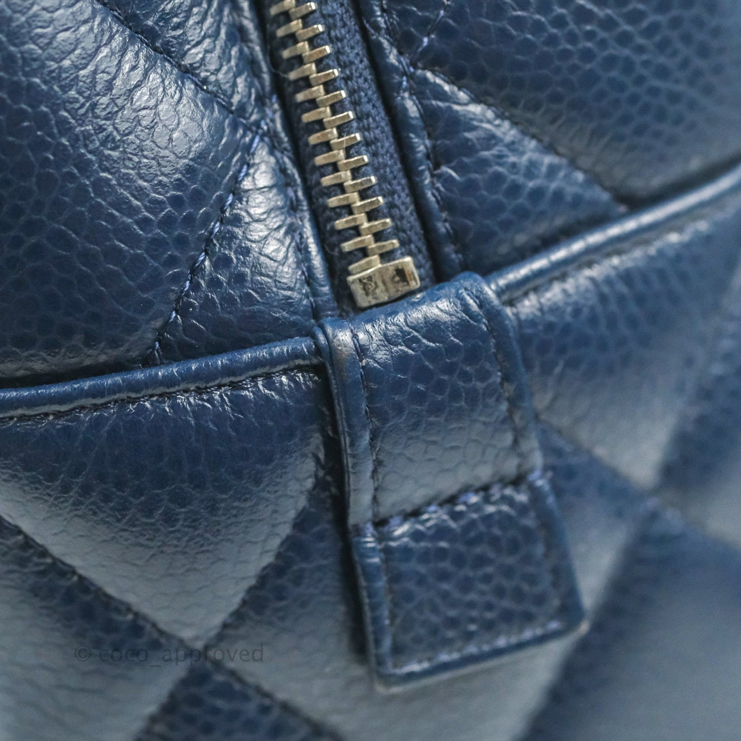 Chanel Quilted Large Classic Camera Bag Navy Caviar Silver Hardware