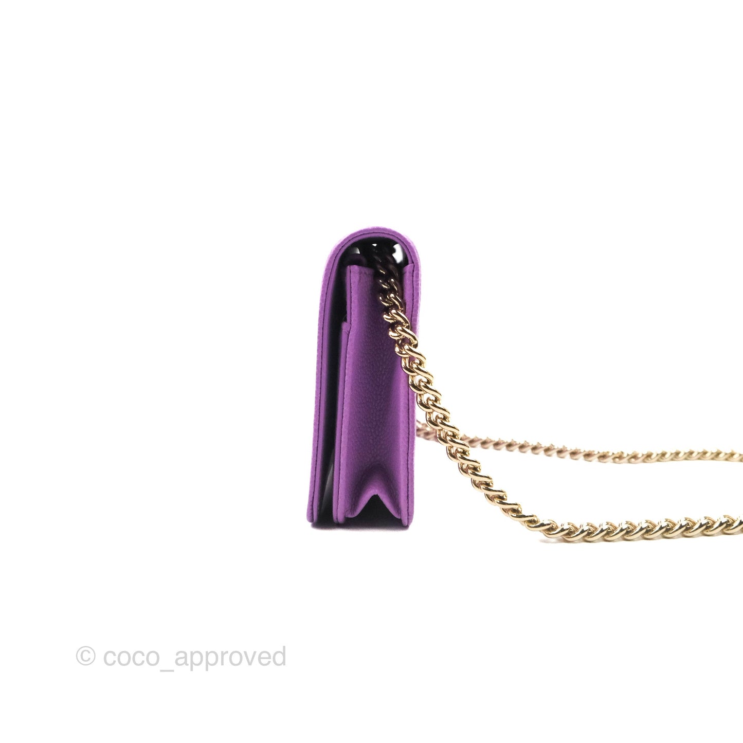 Chanel Quilted Boy Wallet on Chain WOC Purple Caviar Gold Hardware