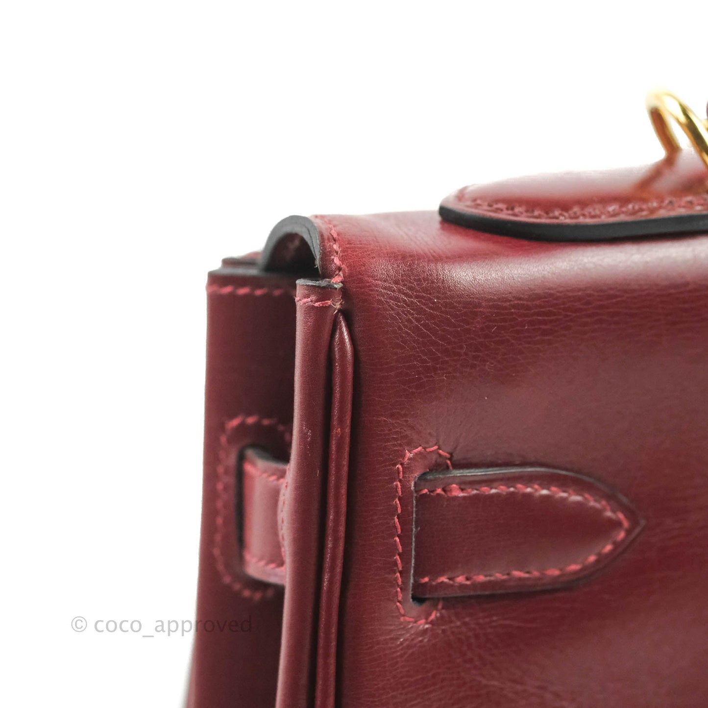 Hermès Vintage Kelly Retourne 32 Dark Red Gold Hardware