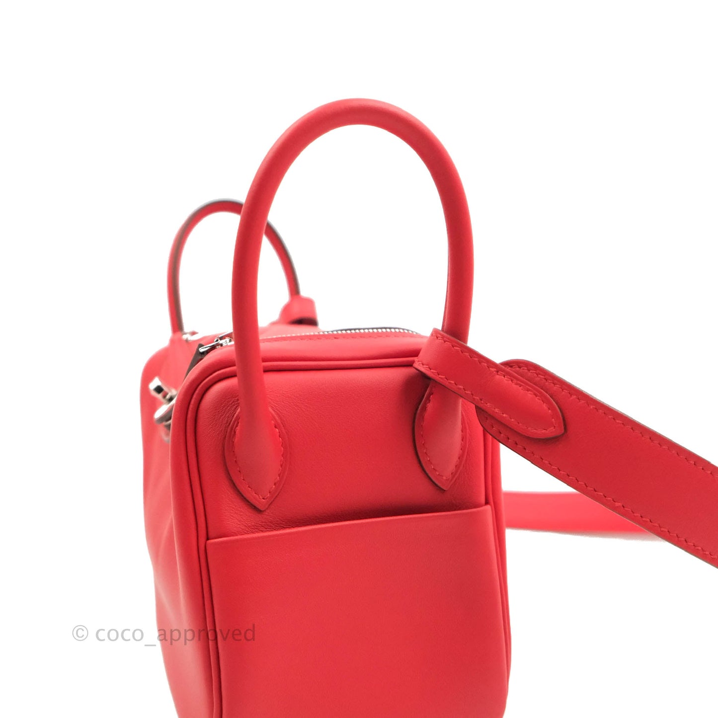 Hermès Mini Lindy 20 Red Swift Palladium Hardware