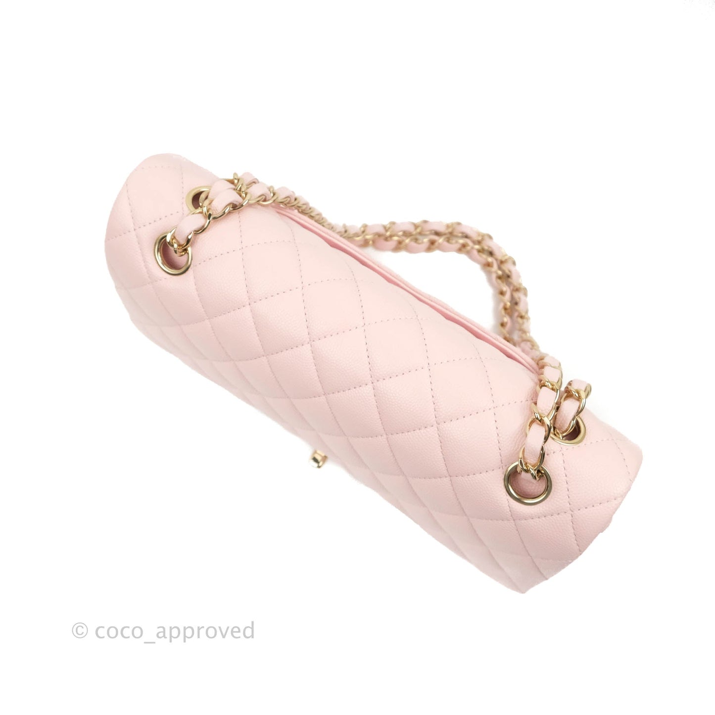Chanel Classic M/L Medium Flap Quilted Pink Caviar Gold Hardware 22S