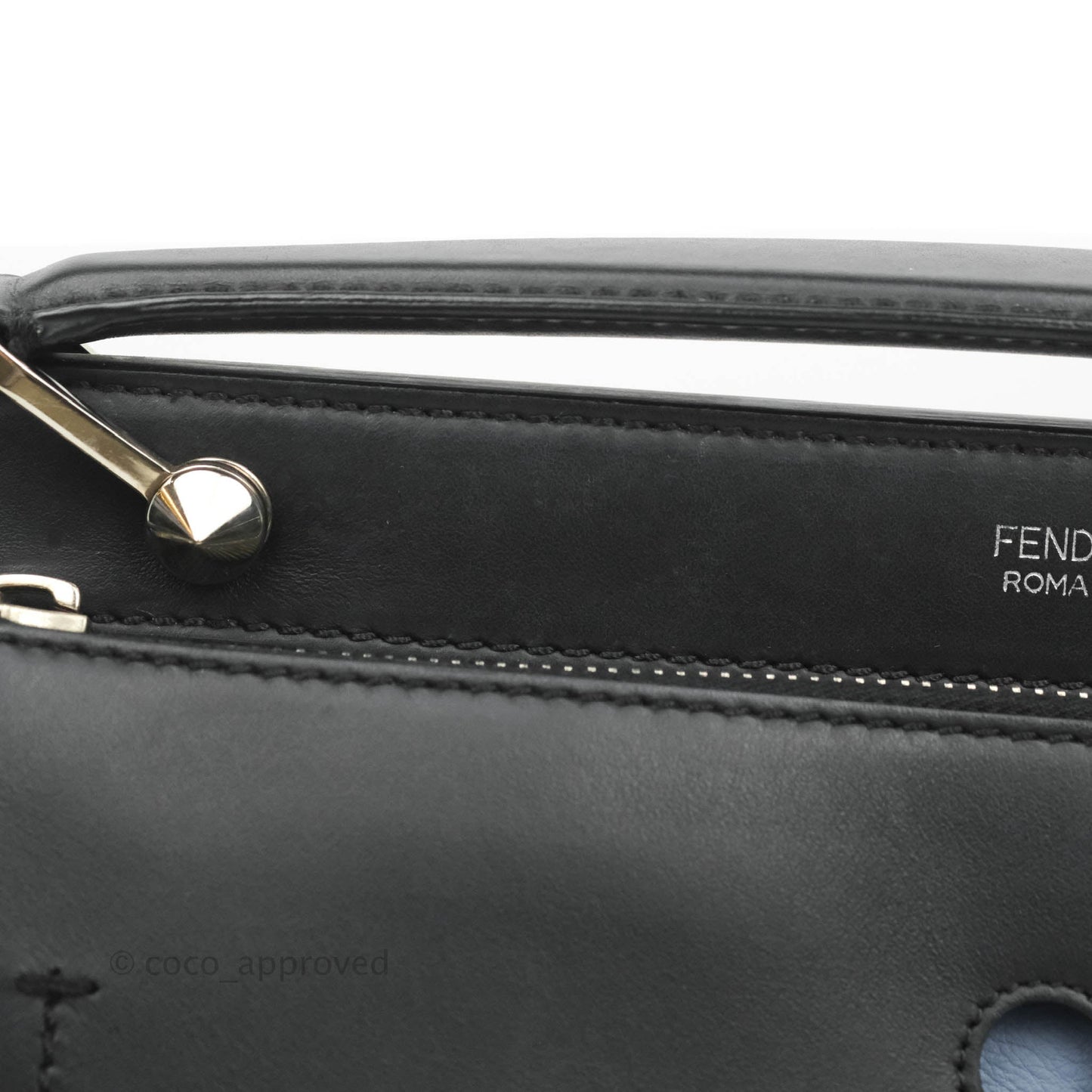 Fendi DotCom Satchel Bag Black Royal Blue Calfskin