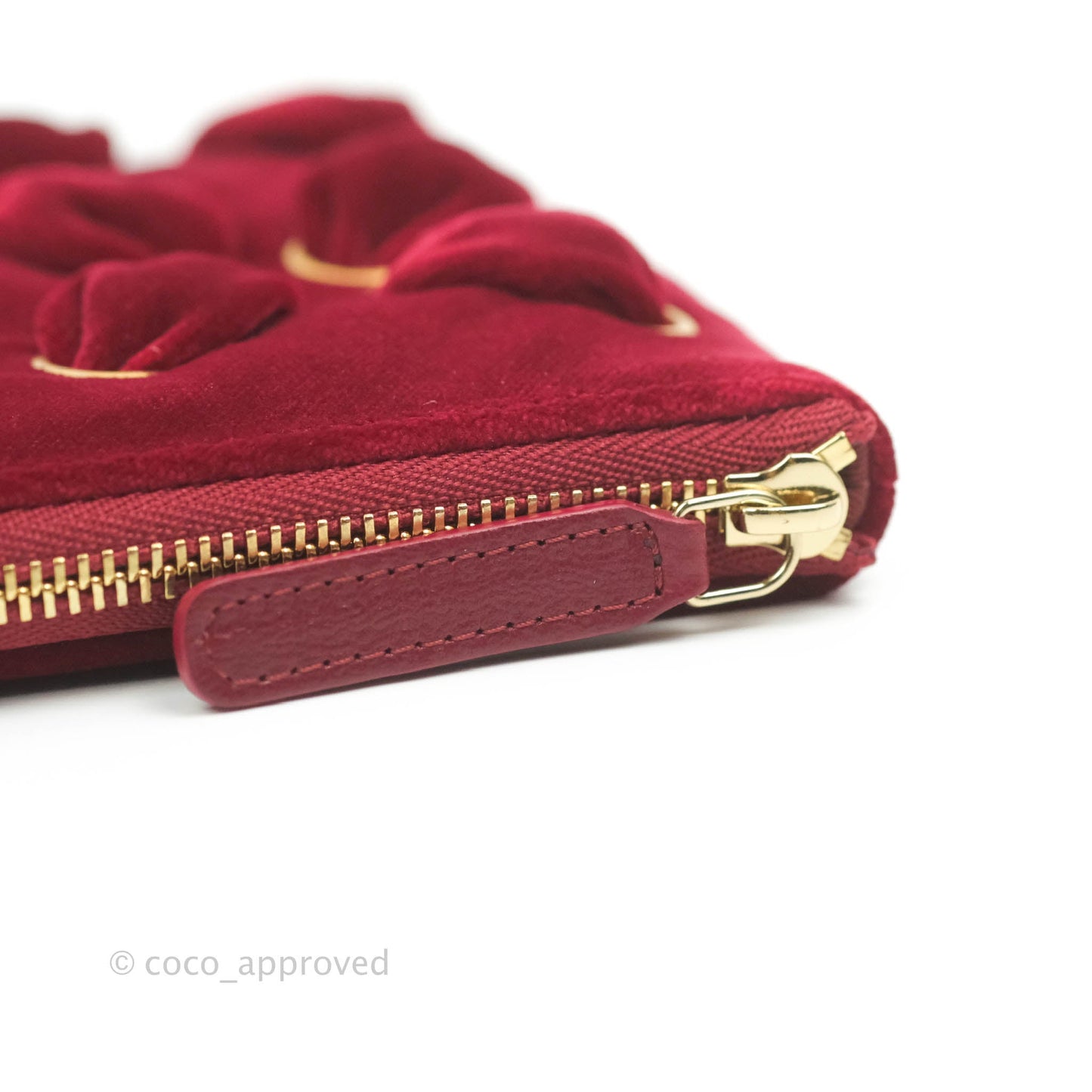 Chanel Red Velvet Pouch Gold Hardware
