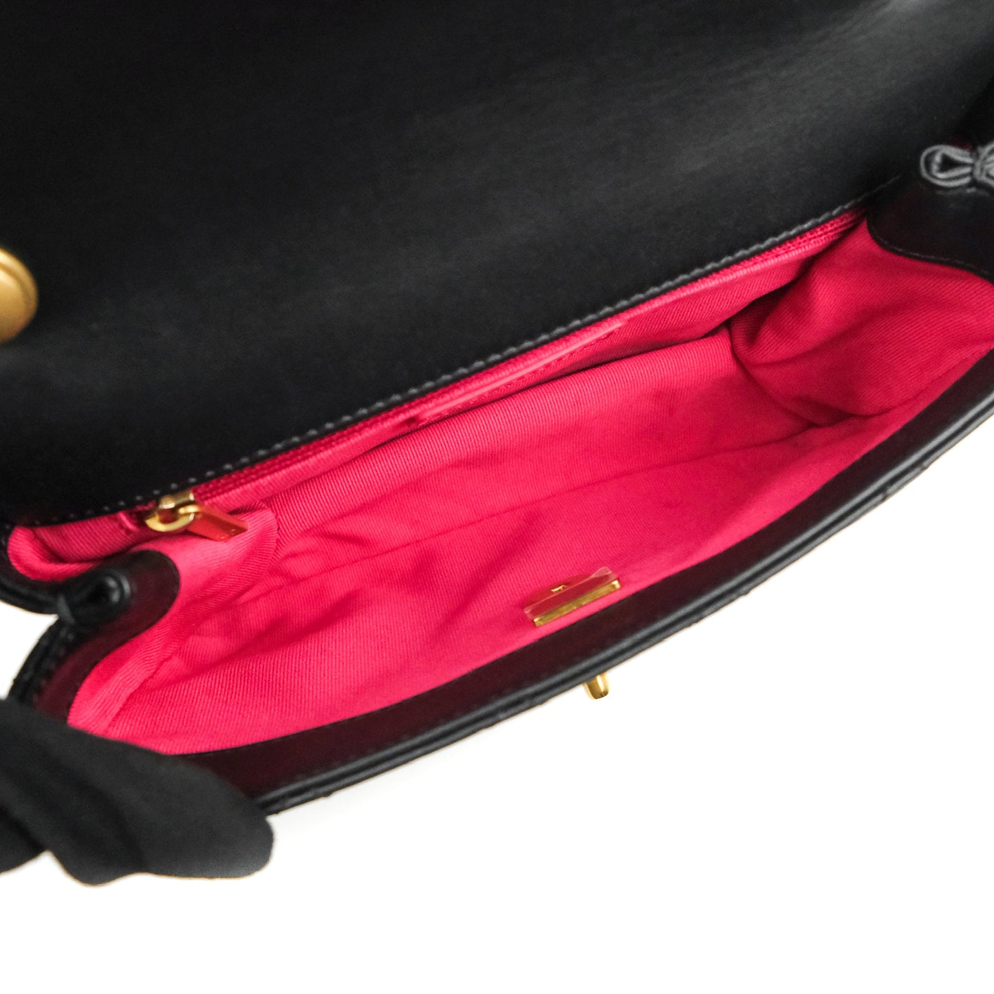 Chanel Small Chain Bar Flap Bag Black Calfskin Aged Gold Hardware