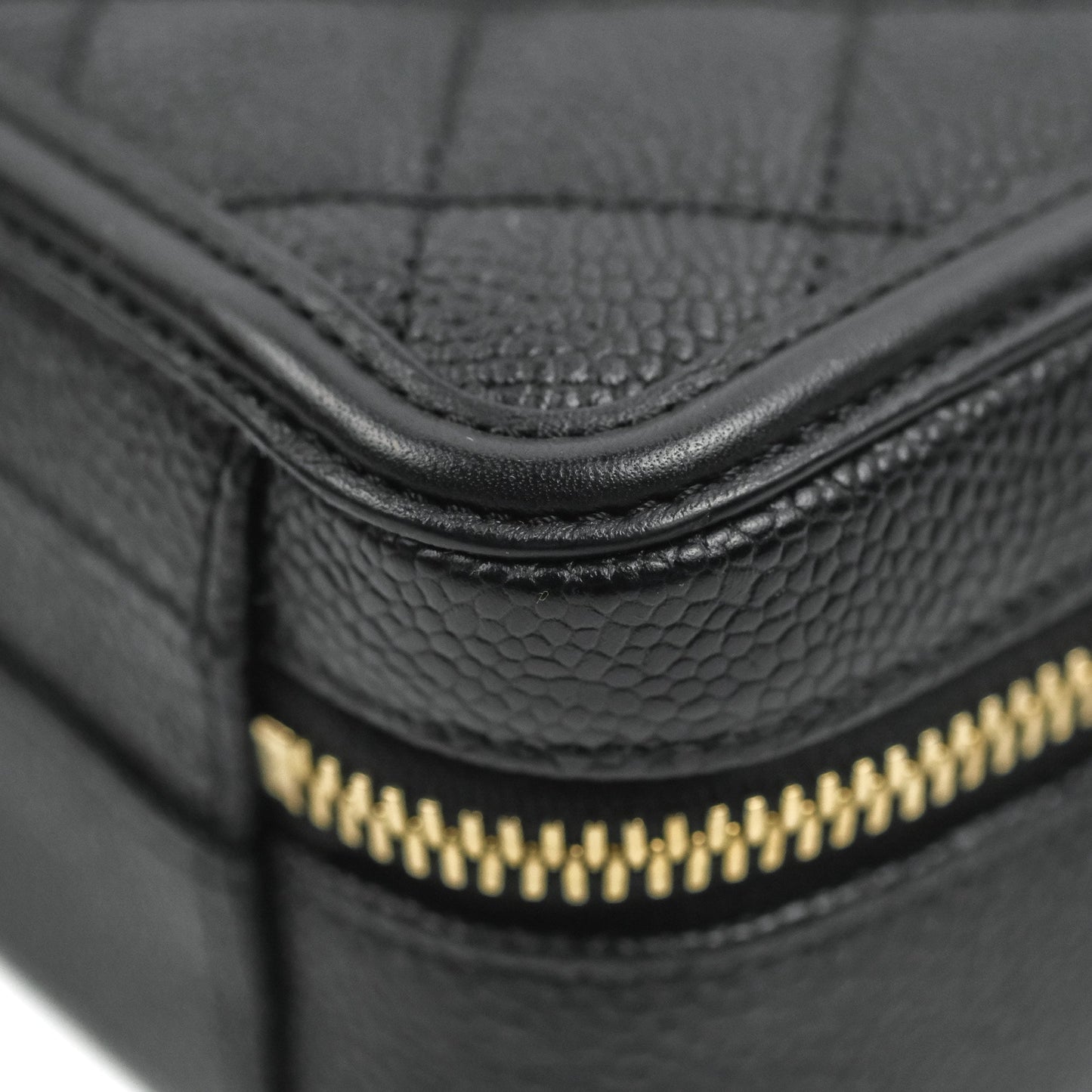 Chanel Quilted Small CC Filigree Vanity Case Black Caviar