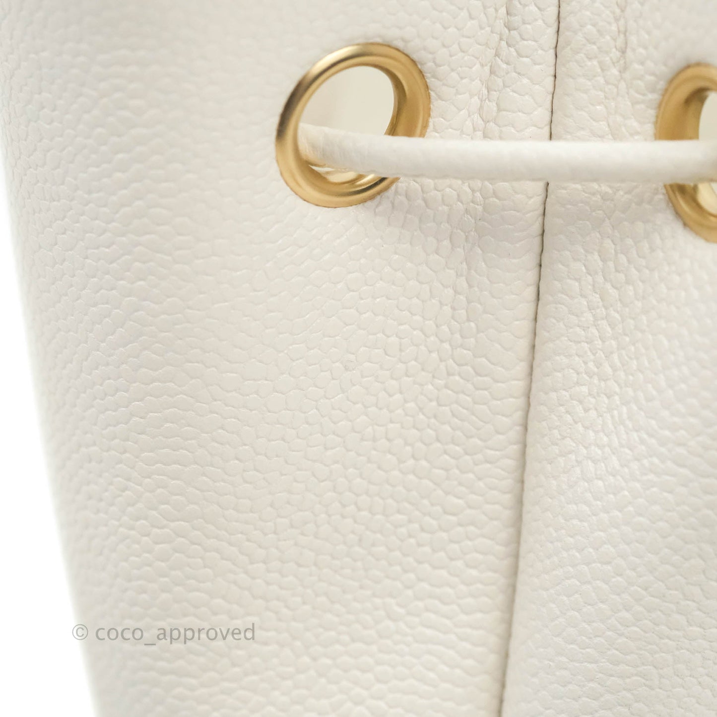 Chanel Business Affinity Drawstring Bucket Bag White Caviar Gold Hardware
